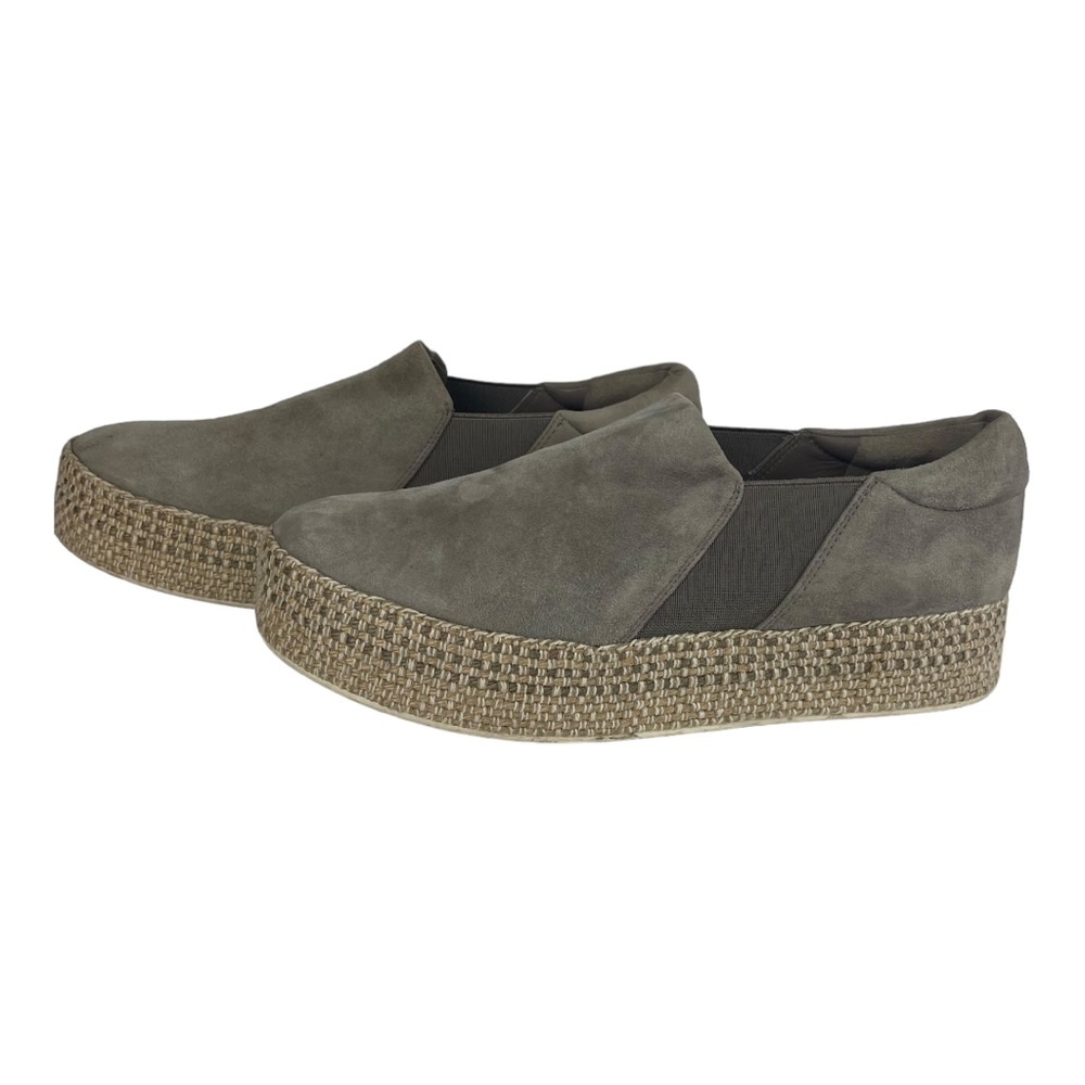 Vince Espadrille Platform‎ Slip-on Sneakers Gray Suede Size 7.5 / 37.5